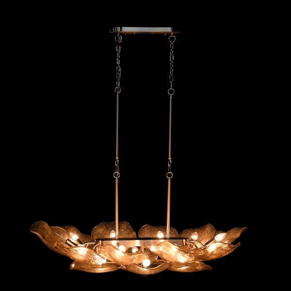 Żyrandol kwiat Glass Floris 115 cm szklane kwiaty złota rama lampa kwiat