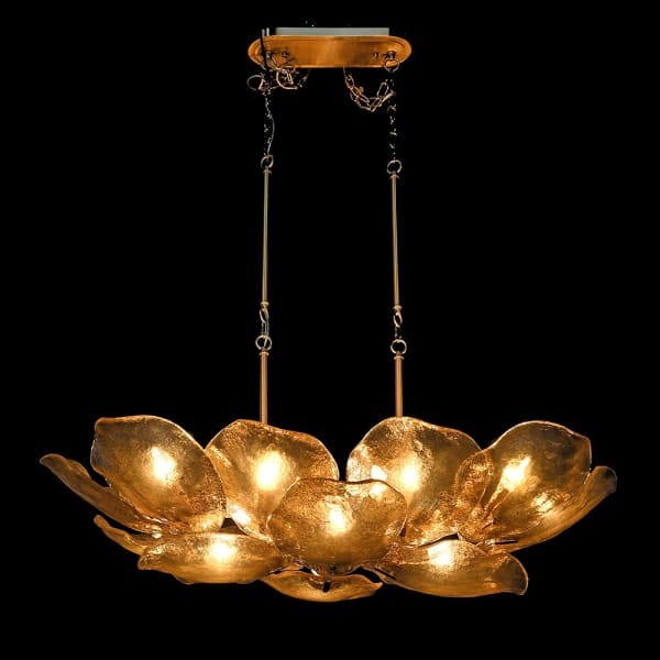 Żyrandol kwiat Glass Floris 115 cm szklane kwiaty złota rama lampa kwiat