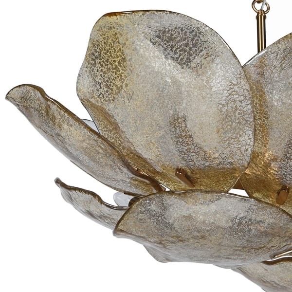 Żyrandol kwiat Glass Floris 115 cm szklane kwiaty złota rama lampa kwiat