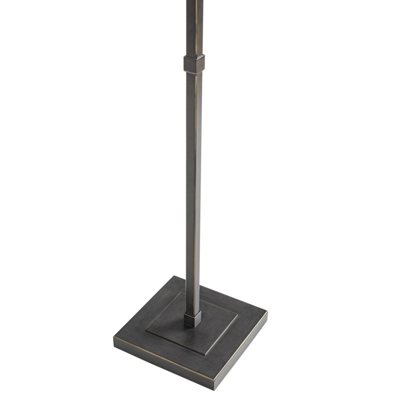 Lampa podłogowa Stella 166 cm - dwa ramiona czerń i złoto lniane abażury