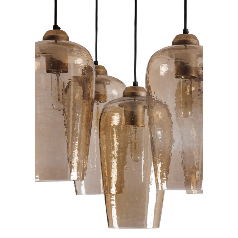 Złota szklana lampa sufitowa Charlotte 182x45 cm pięć szklanych kloszy
