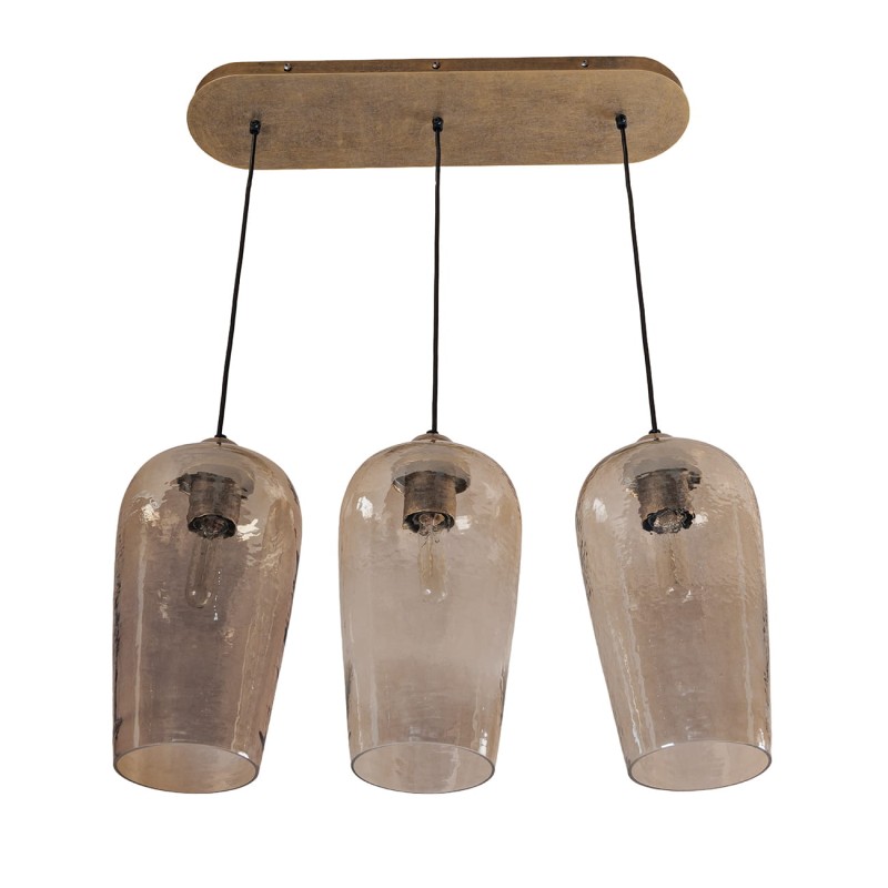 Złota szklana lampa sufitowa Charlotte Trio 125 cm trzy szklane klosze