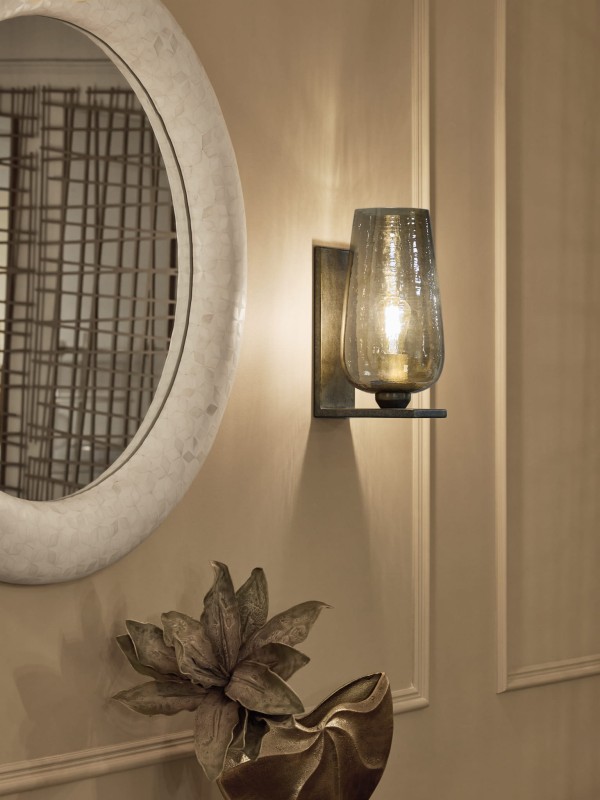 Złota szklana lampa ścienna Charlotte 38 cm kinkiet szklany klosz