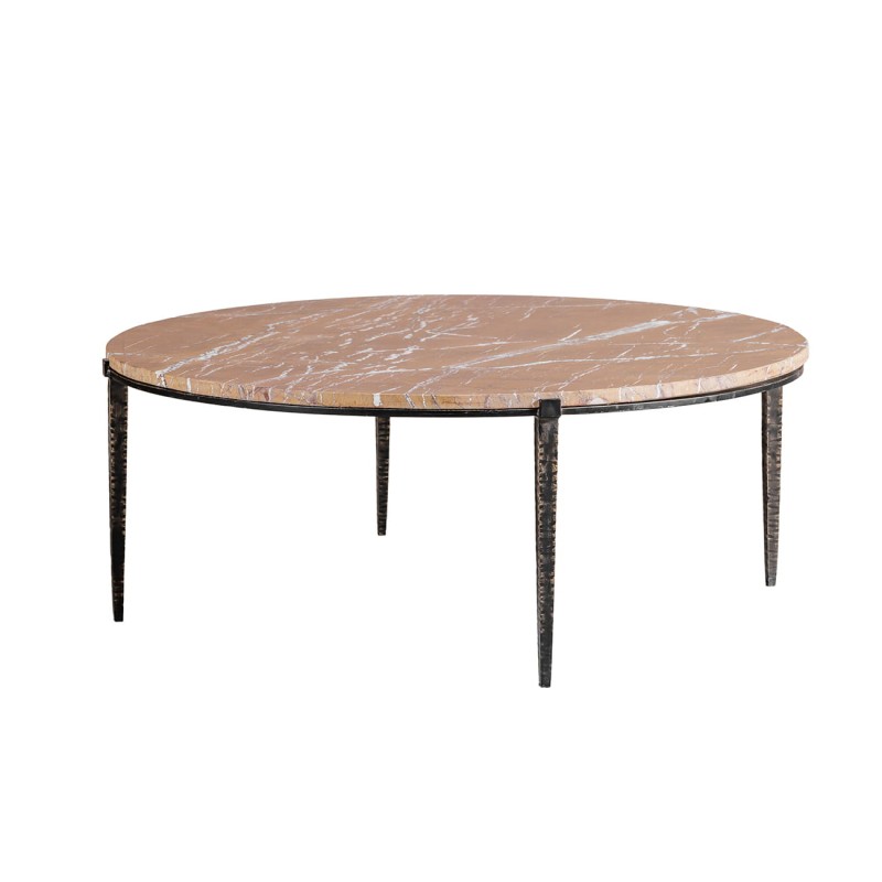 Marmurowy stolik kawowy Richwood 108 cm brązowy marmur cztery nogi metalowe