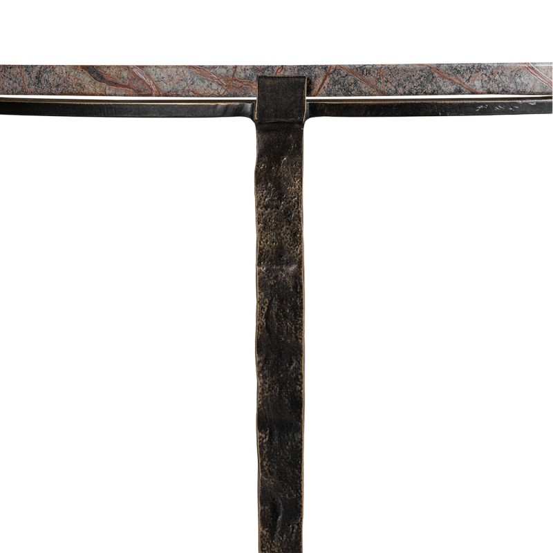 Marmurowy stolik kawowy Richwood 108 cm brązowy marmur cztery nogi metalowe