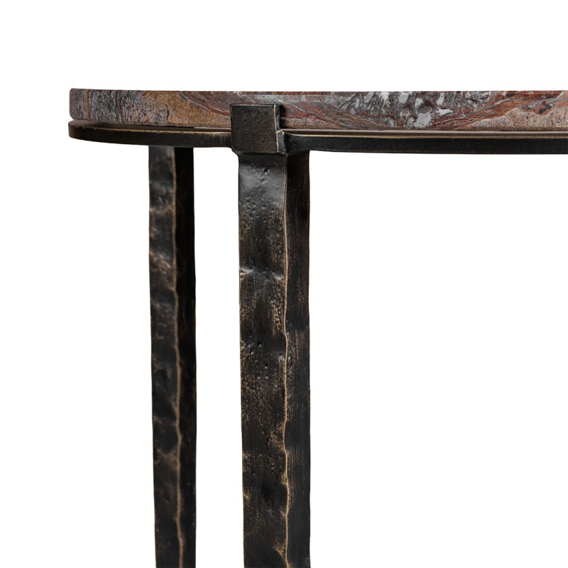 Marmurowy stolik boczny Richwood 57 cm brązowy marmur cztery nogi metalowe