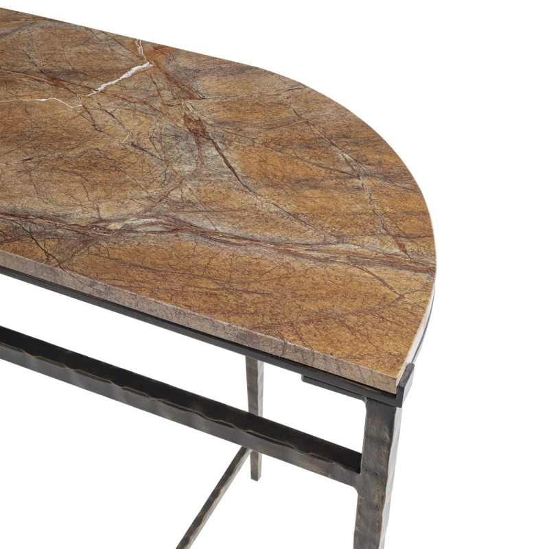 Konsola marmurowa Richwood 57 cm brązowy marmur nogi ręcznie kute