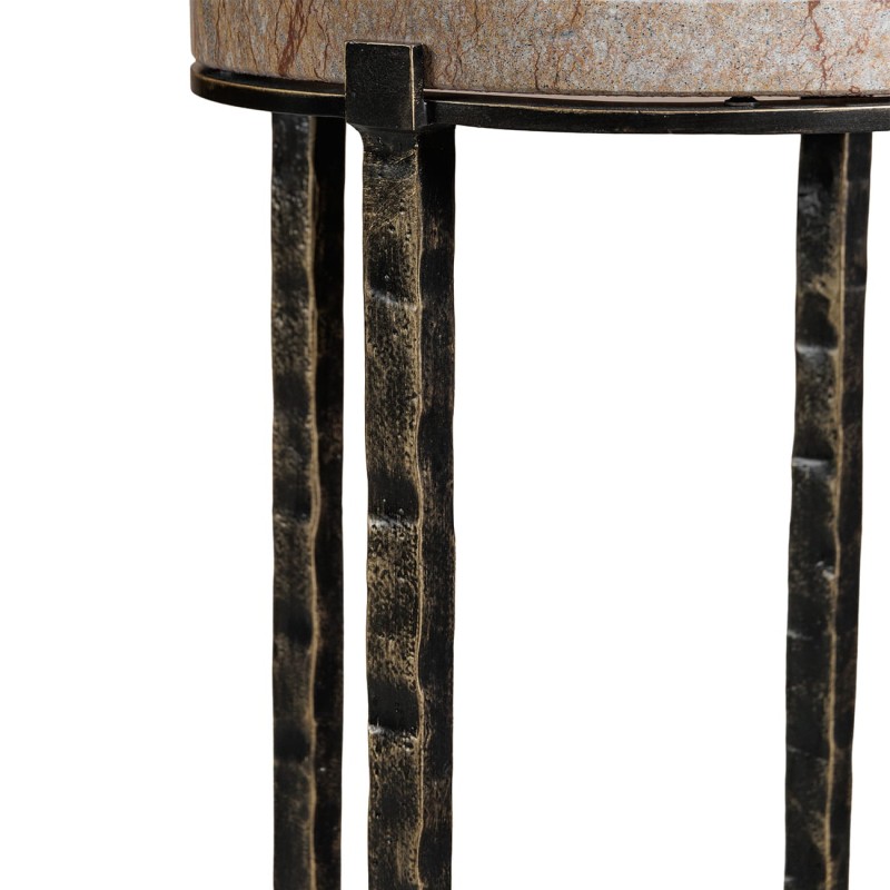 Mały stolik boczny Richwood 25x56 cm brązowy marmur cztery nogi metalowe