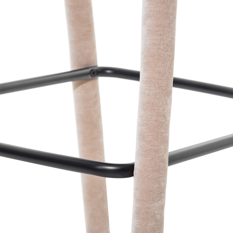 Dwa tapicerowane krzesła barowe Maldon Taupe beżowe wysokie krzesła barowe