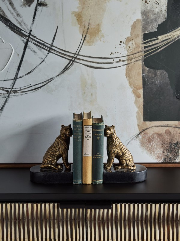 Podpórki do książek Tiger 16,5 cm bookend złoto czarne motyw tygrysa