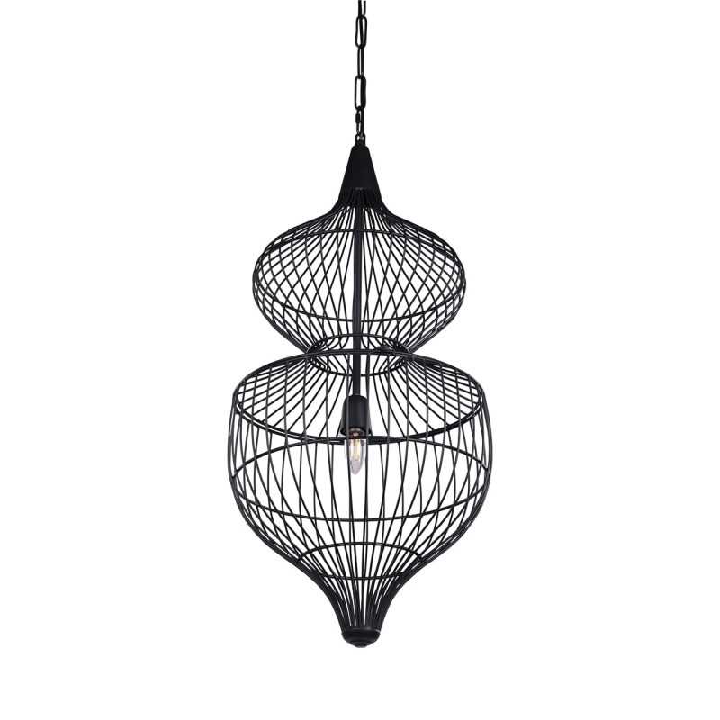 Lampa sufitowa Mira Hourglass 89 cm czarna metalowa lampa wisząca