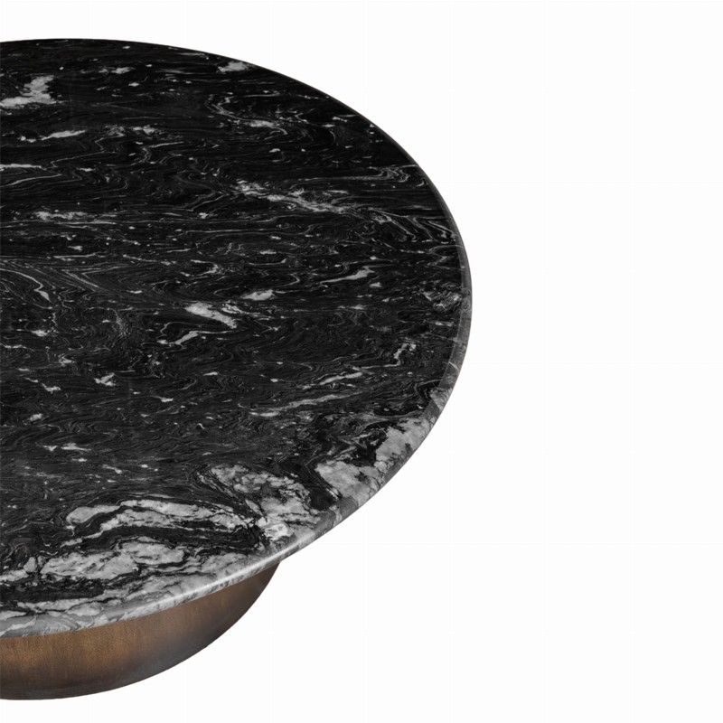 Stolik kawowy Newton 80 cm średnicy marmur złota podstawa