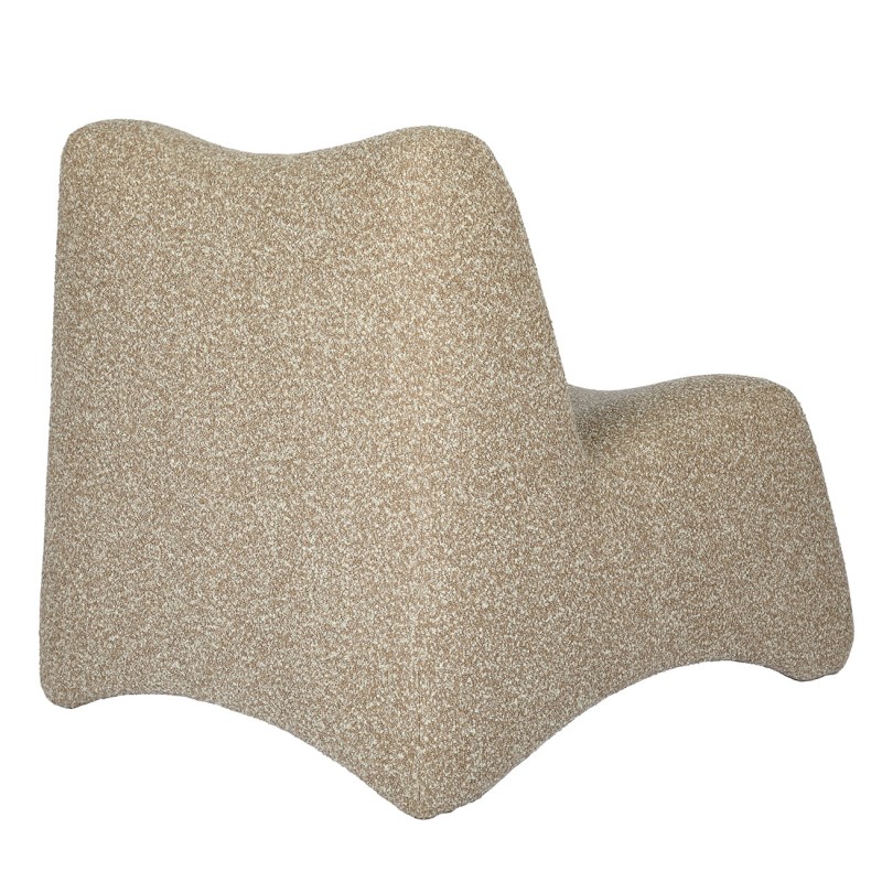 Fotel boucle Modal -  nowoczesny fotel z podnóżkiem beż i brąz