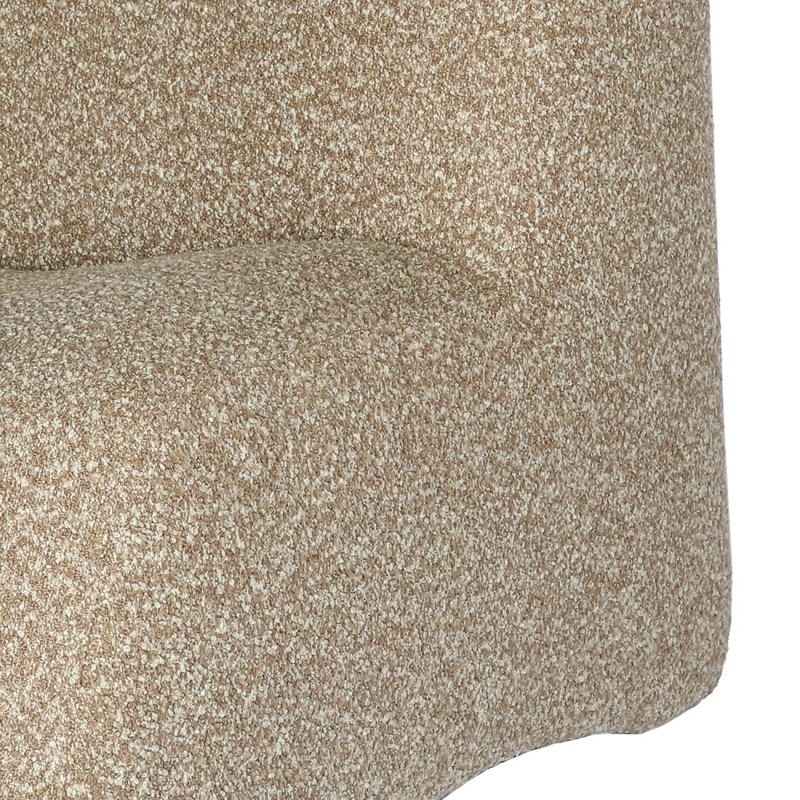 Fotel boucle Modal -  nowoczesny fotel z podnóżkiem beż i brąz