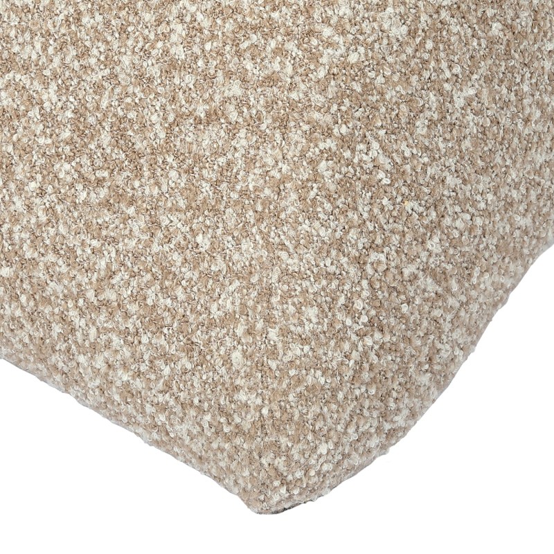 Fotel boucle Modal -  nowoczesny fotel z podnóżkiem beż i brąz