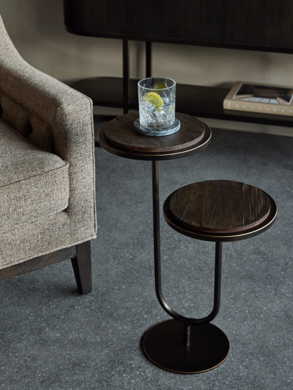 Podwójny stolik boczny Wooden  59 cm żelazna podstawa i drewniane blaty