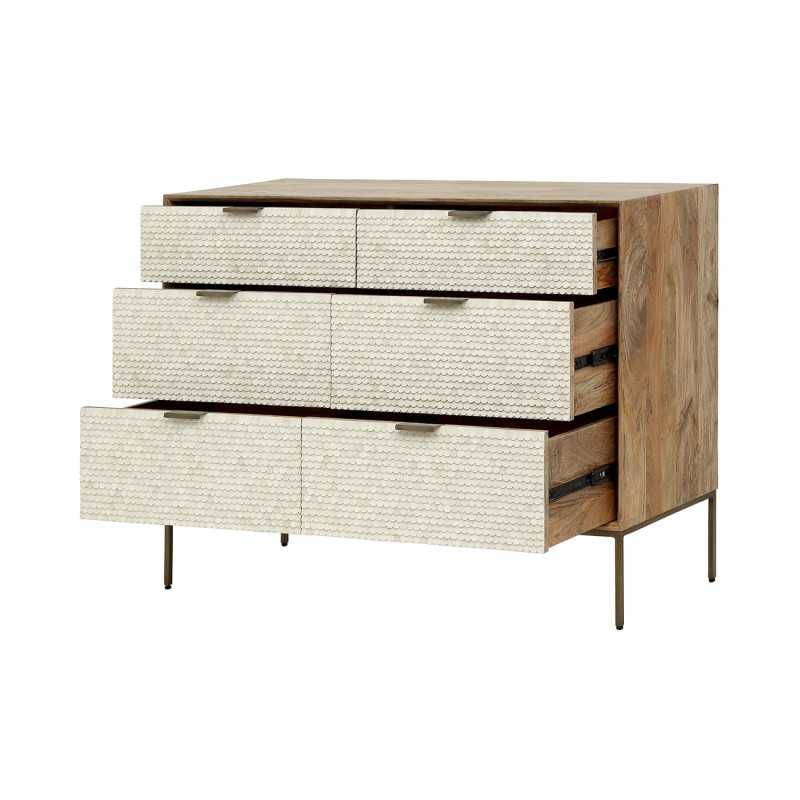 Komoda z szufladami Chesham 127 cm drewniana komoda sześć szuflad zdobione fronty
