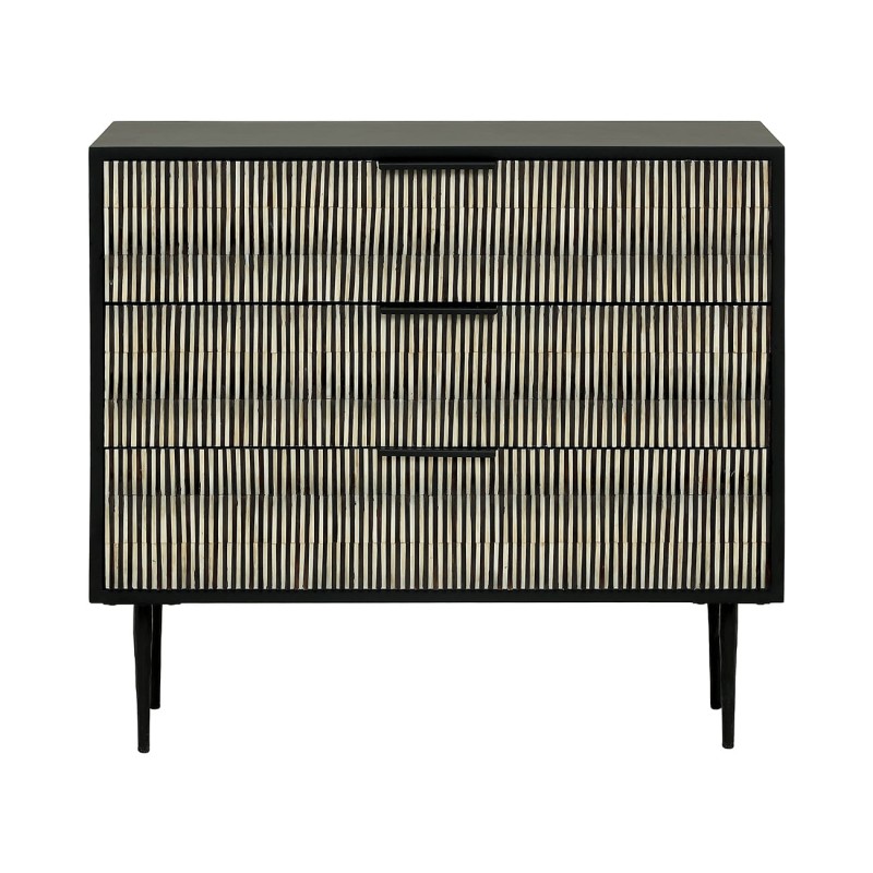 Komoda z szufladami Merida 90 cm drewniana komoda trzy szuflady zdobione fronty