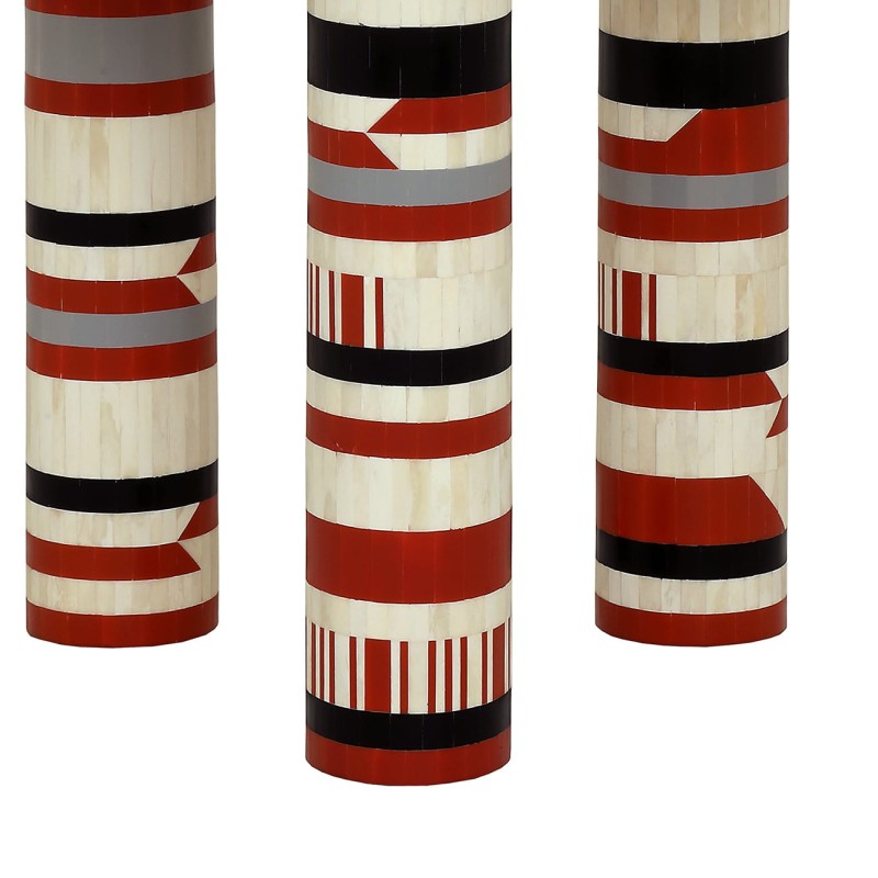 Stół okrągły Coco 90 cm średnicy kolorowy stół do jadalni kość inkrustowany