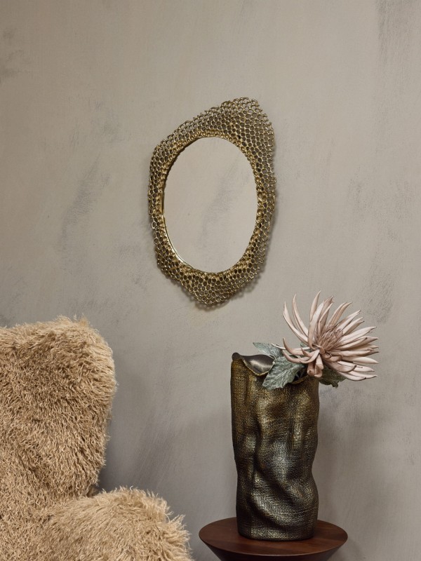 Lustro Honey Large 58 cm złota aluminiowa ażurowa rama