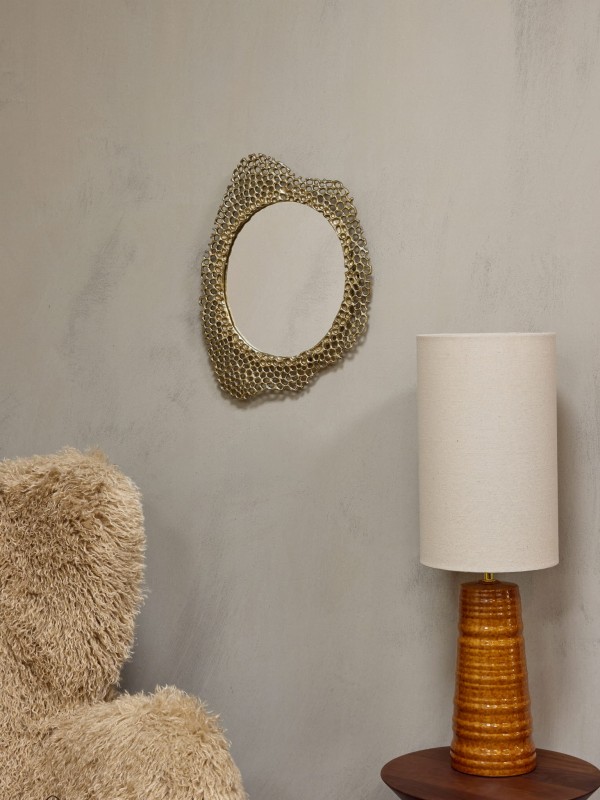 Lustro Honey Medium 49 cm złota aluminiowa ażurowa rama
