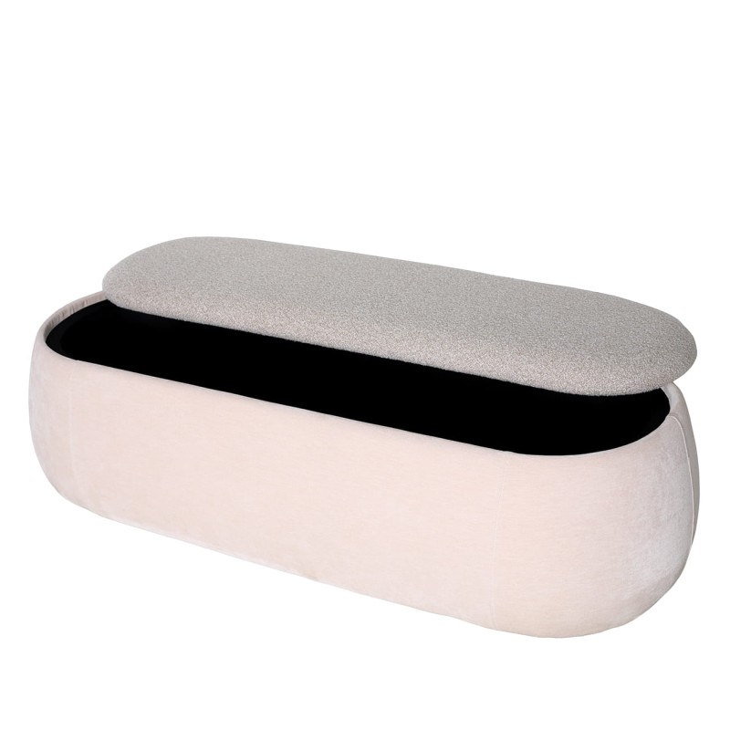 Beżowa ławka Pimlico 142 cm skrzynia ze schowkiem boucle velvet