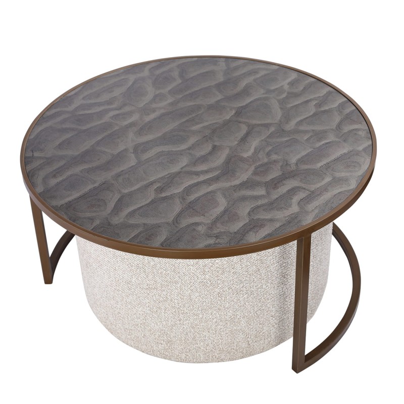 Stolik kawowy Driftwood 80 cm komplet stolik kawowy okrągły z pufą