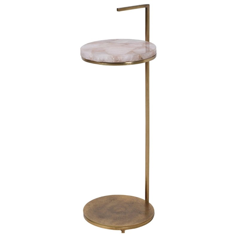 Stolik pomocniczy Agate 76 cm okrągły stolik boczny z blatem z różowego agatu