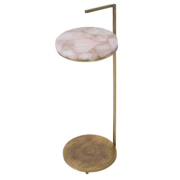 Stolik pomocniczy Agate 76 cm okrągły stolik boczny z blatem z różowego agatu