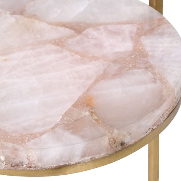 Stolik pomocniczy Agate 76 cm okrągły stolik boczny z blatem z różowego agatu