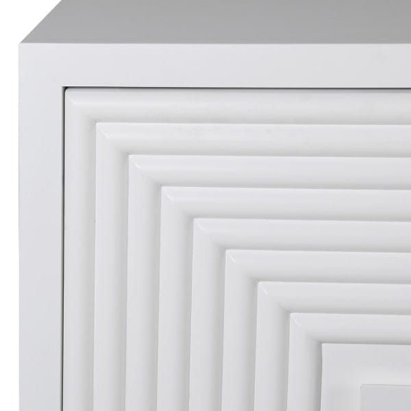 Komoda kredens White Geo 163 cm komoda biała zdobiona czterodrzwiowa