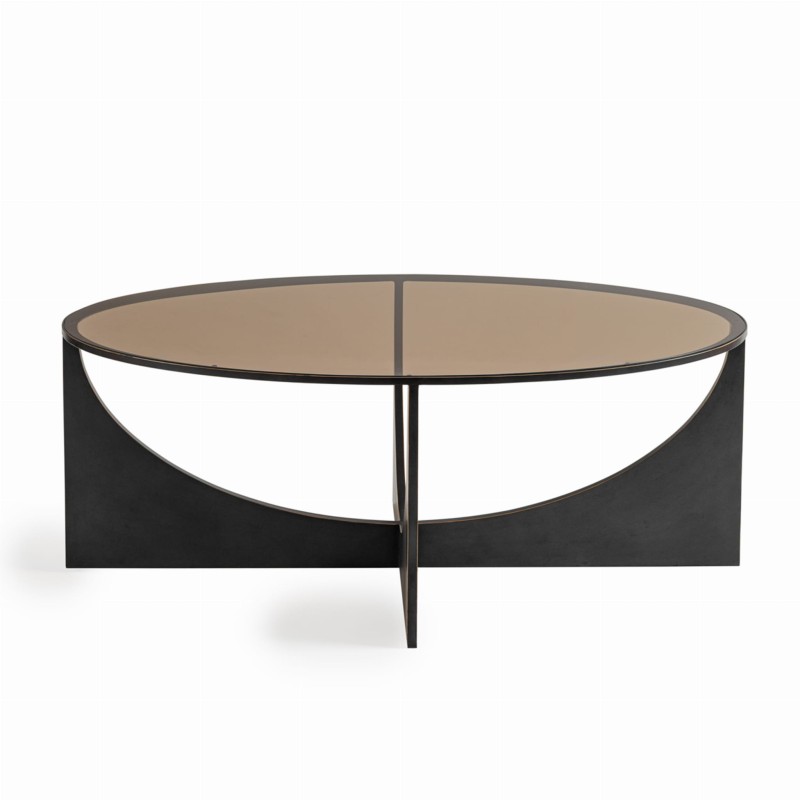 Stolik kawowy Linton Oval 110x65 cm metalowa podstawa i szklany blat