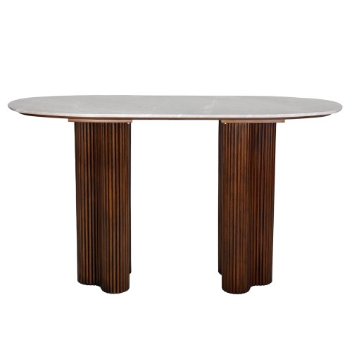 Konsola do salonu Bremner 140 cm drewniana podstawa i marmurowy blat