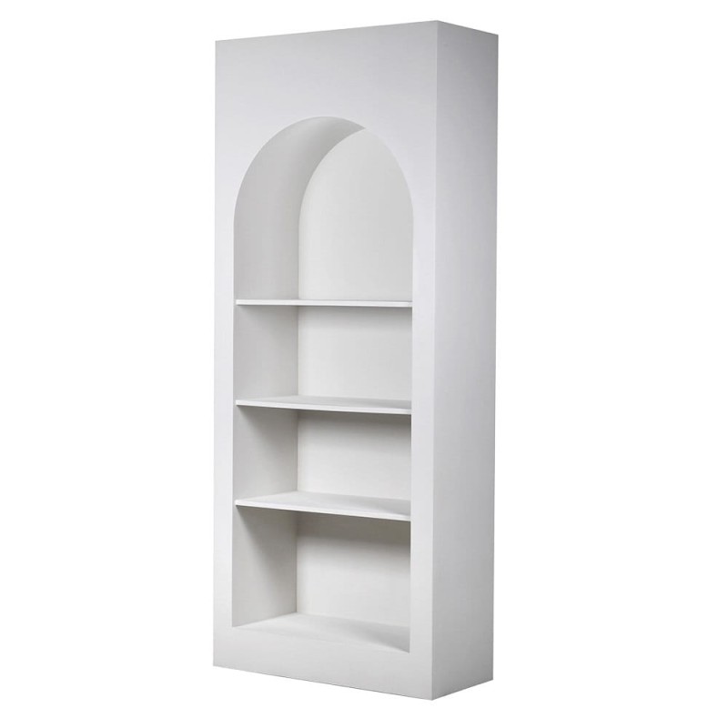 Biały regał Arched 230 cm biały regał zamknięty z czterema półkami kształt łuku