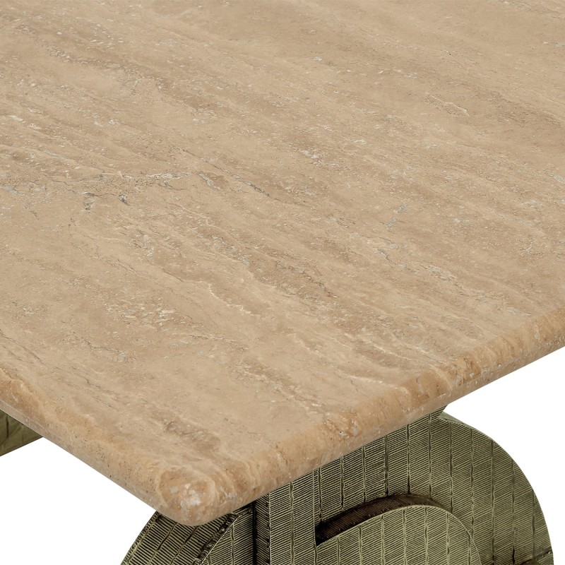 Designerski stół do jadalni Ashford 200x100 cm blat z naturalnego trawertynu metalowe nogi