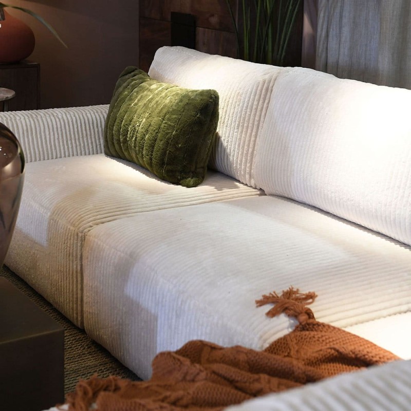 Narożnik sofa modułowa krem sztruks velvet pięć elementów