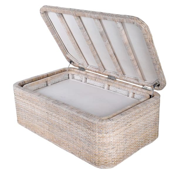 Stolik kawowy Rattan Cuba 126 cm skrzynia z tacą naturalny rattan