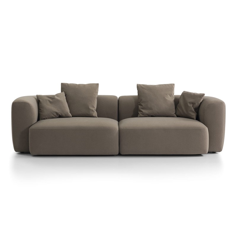 Sofa Brompton Trufle 275 cm obicie velvet brązowy poduszki dekoracyjne