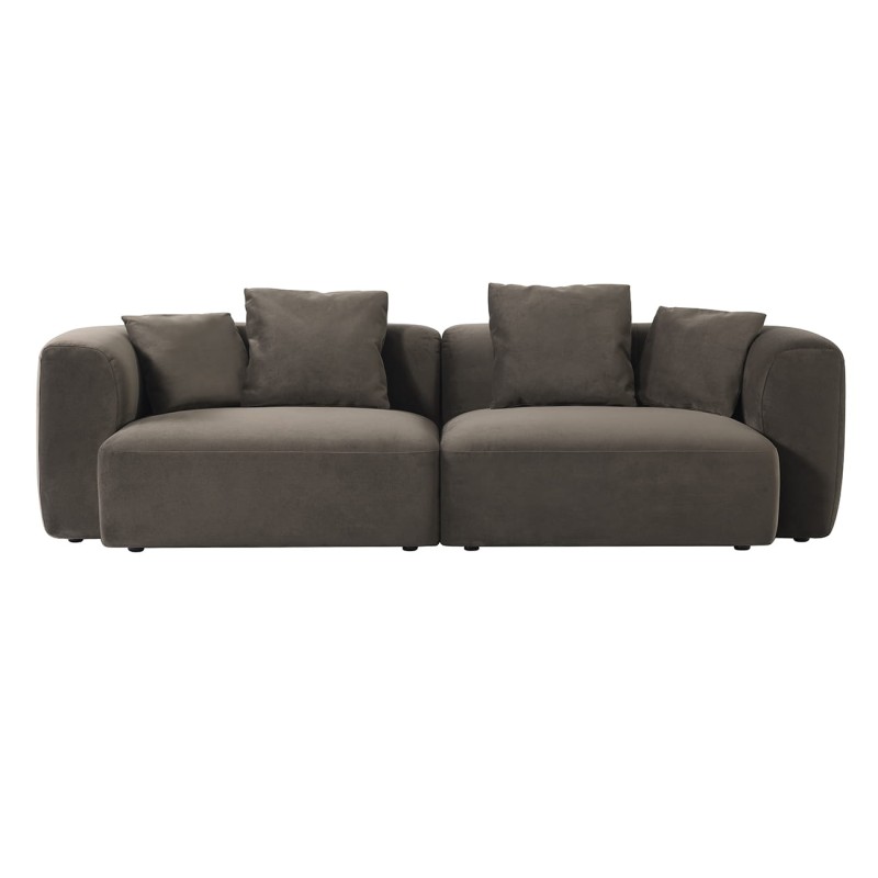 Sofa Brompton Brown 275 cm obicie velvet brąz poduszki dekoracyjne