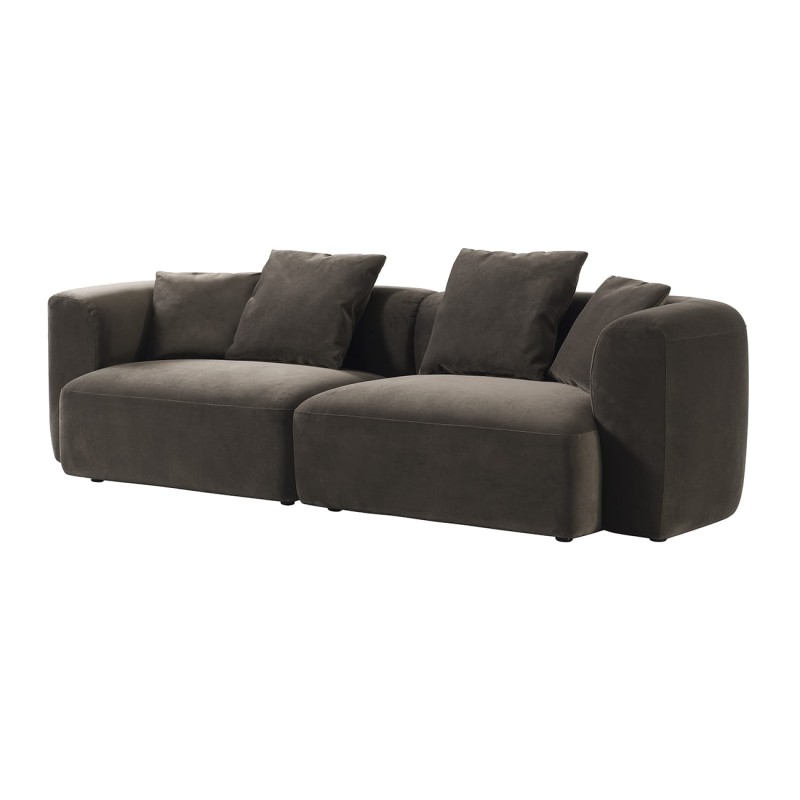 Sofa Brompton Brown 275 cm obicie velvet brąz poduszki dekoracyjne