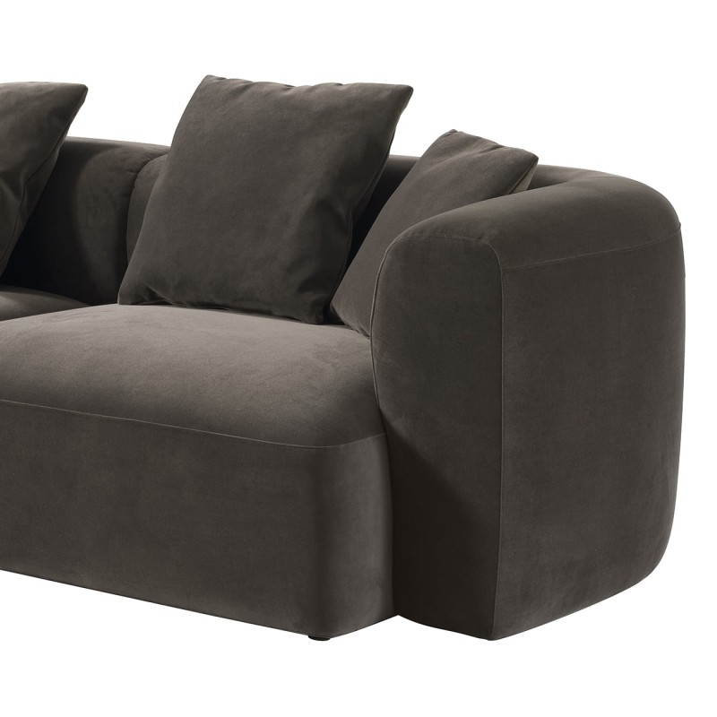Sofa Brompton Brown 275 cm obicie velvet brąz poduszki dekoracyjne