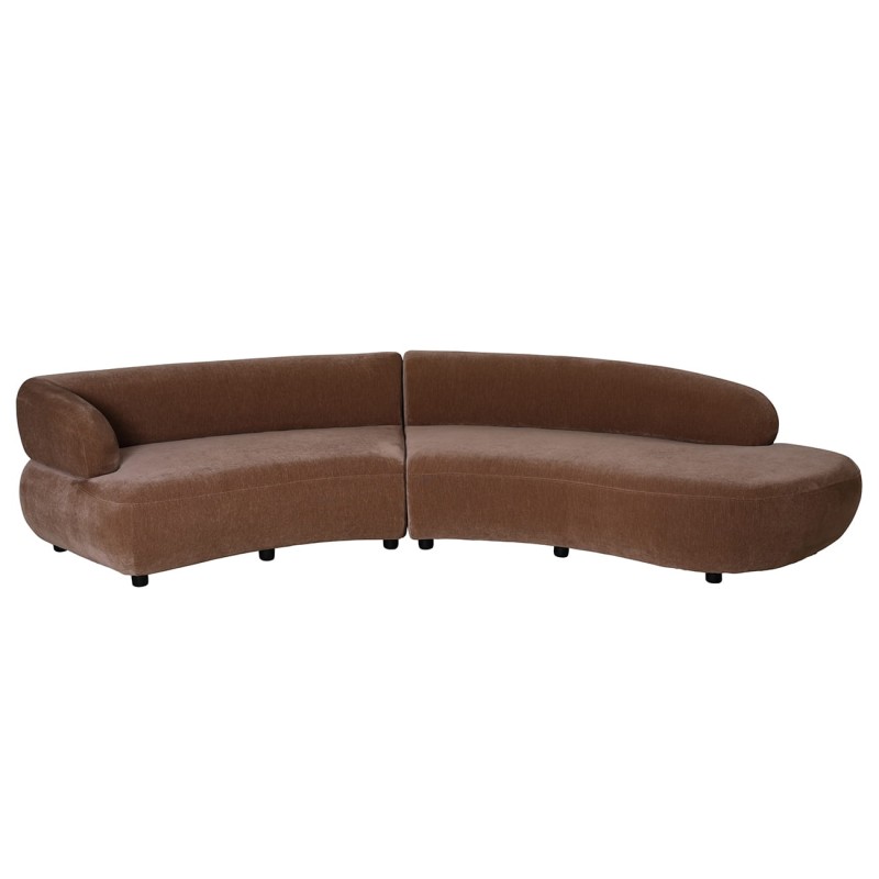 Sofa modułowa Eden Brown 319 cm zaokrąglony kształt brązowy velvet