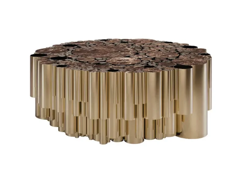 Wanderlust stolik centralny marmur mosiądz od Malabar