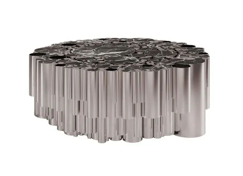 Wanderlust stolik centralny marmur mosiądz od Malabar