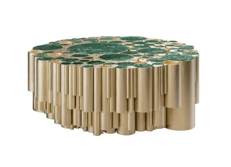 Wanderlust stolik centralny marmur mosiądz od Malabar