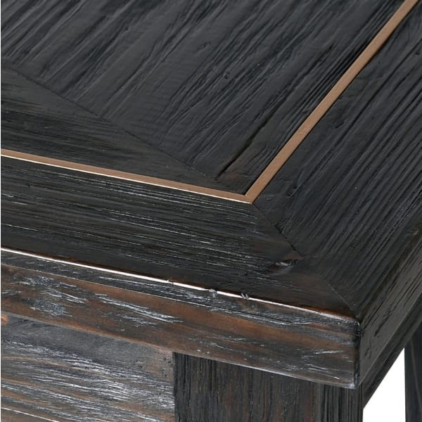 Drewniana konsola Finchley Copper 140 cm wiąz topola miedziane wykończenie