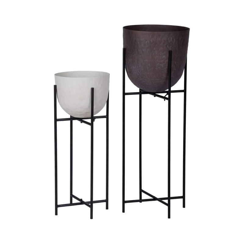 Donica Chester Brown brązowa aluminiowa doniczka na podstawie