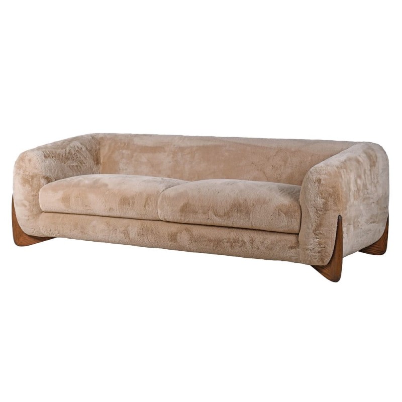 Sofa Lyall Faux 225 cm syntetyczna skóra owcza kanapa trzyosobowa