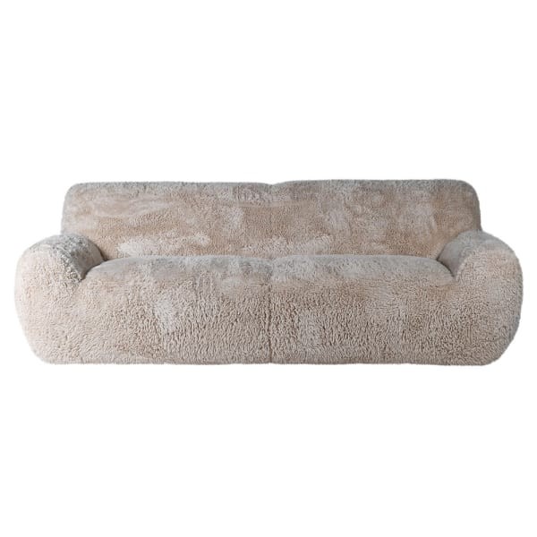 Duża sofa Lyall Faux Sheepskin 240 cm syntetyczna skóra owcza kanapa trzyosobowa