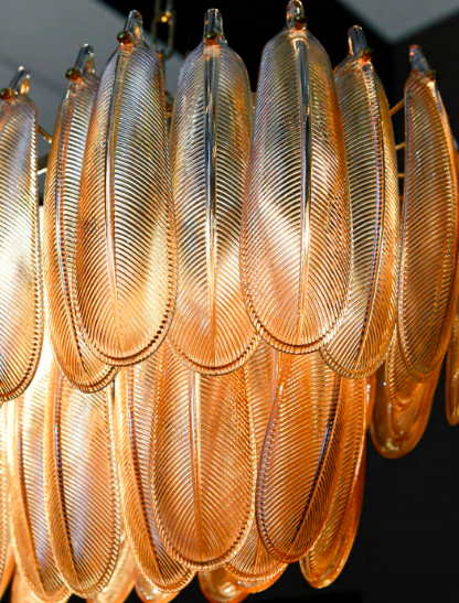 Prostokątny żyrandol Kensington 95 cm szerokości szklane panele